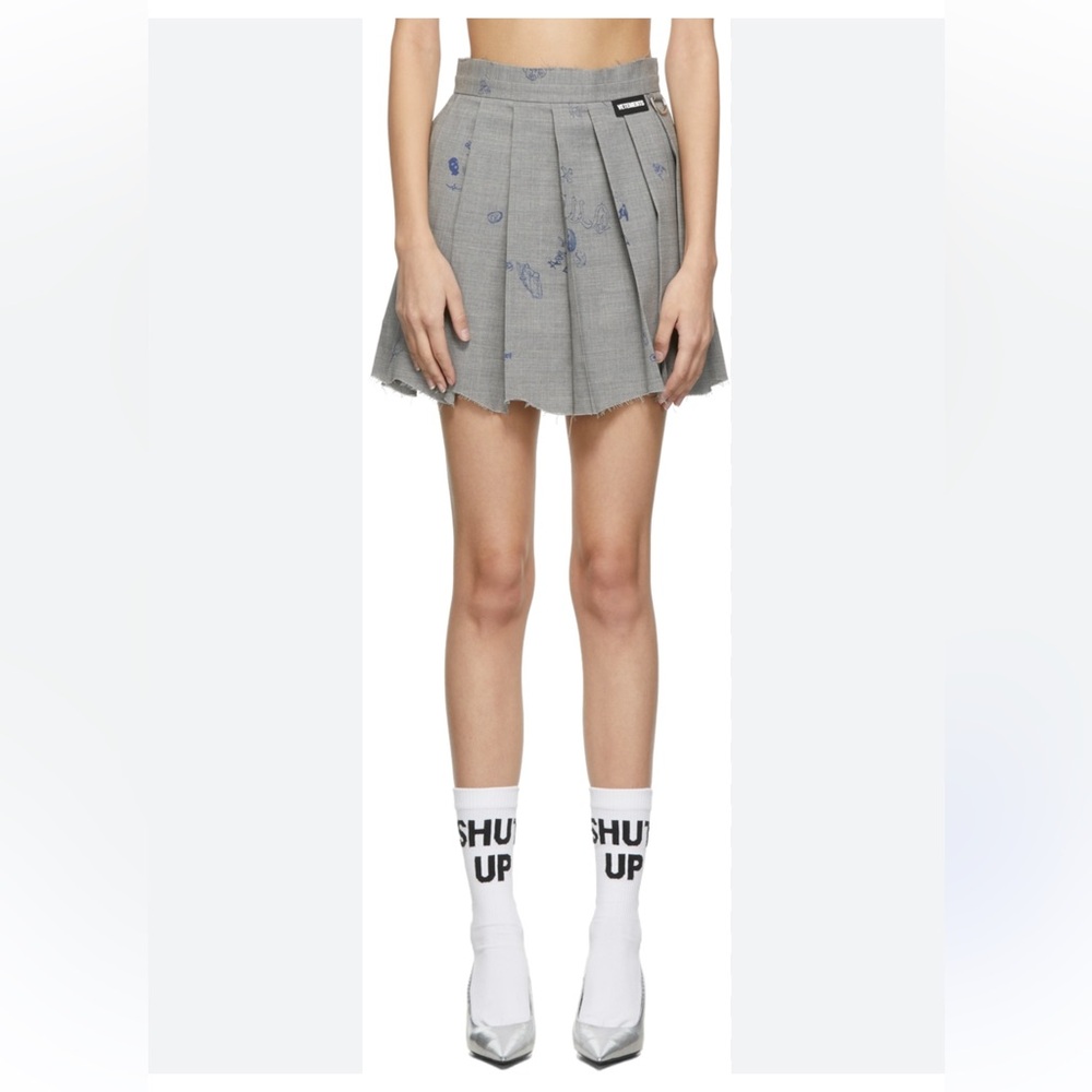 VETEMENTS Destroyed Scribbled Schoolgirl Mini Skirt‎